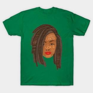 Brown Locs Drawing Words in Hair T-Shirt